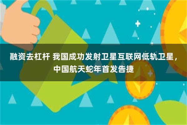 融资去杠杆 我国成功发射卫星互联网低轨卫星，中国航天蛇年首发告捷
