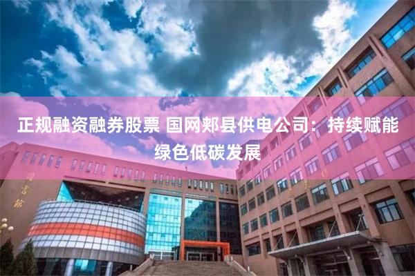 正规融资融券股票 国网郏县供电公司：持续赋能绿色低碳发展